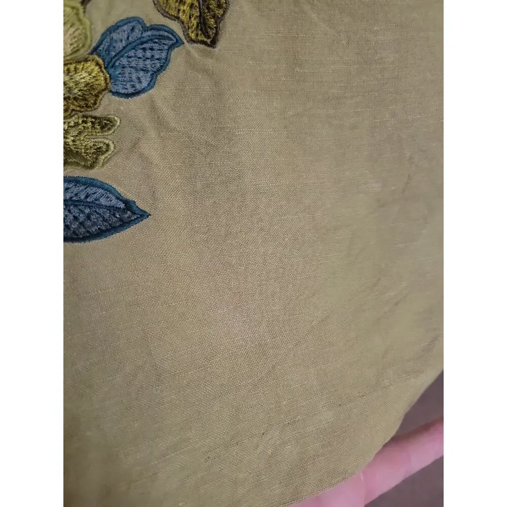 Y2K Women's Embroidered Floral Dress Size 10 Green Cottagecore Prairie Boho 70's - Picture 12 of 13